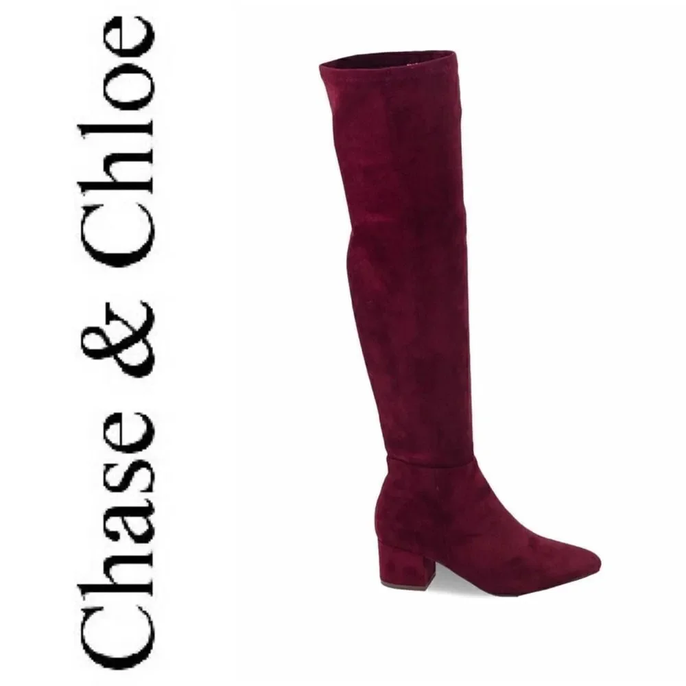 CHASE+CHLOE Burgundy Over The Knee Boots SIZE 7